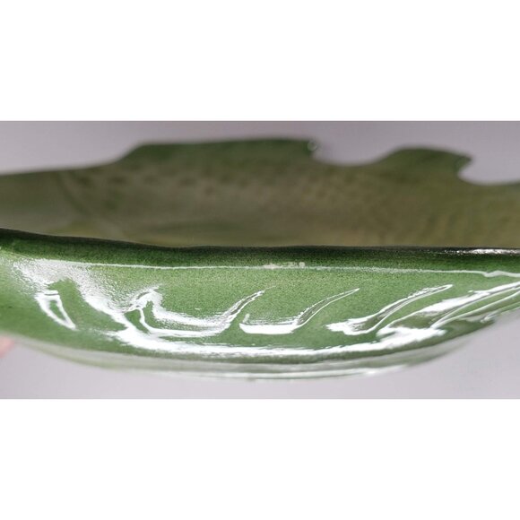 MCM Green Fish Plate Hand Painted